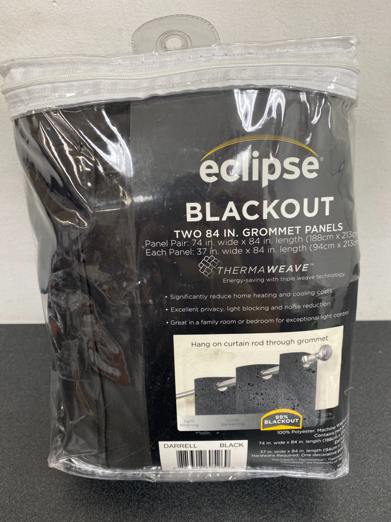 Eclipse 17523074X084BLK Darrell Blackout Window Panel - 37 in. W x 84 in. L (2-Pack)