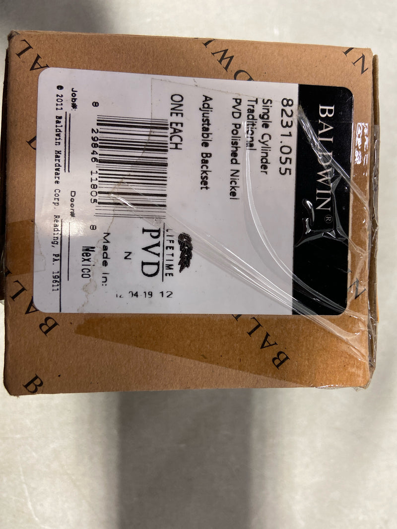 Baldwin 8231055 Traditional Solid Brass Single Cylinder Keyed Entry Deadbolt from the Estate Collection - Polished Nickel