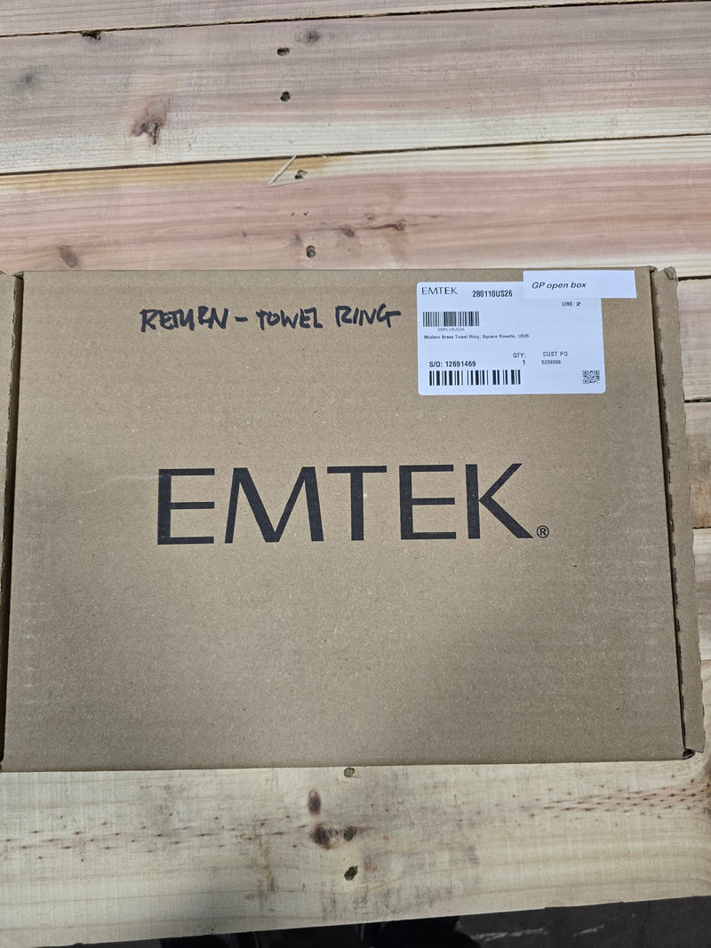Emtek Modern Brass Towel Ring with Matching Finish Rosette - Choice of 7 Finishes - 280110US26 - Square (10) - Polished Chrome (US26)