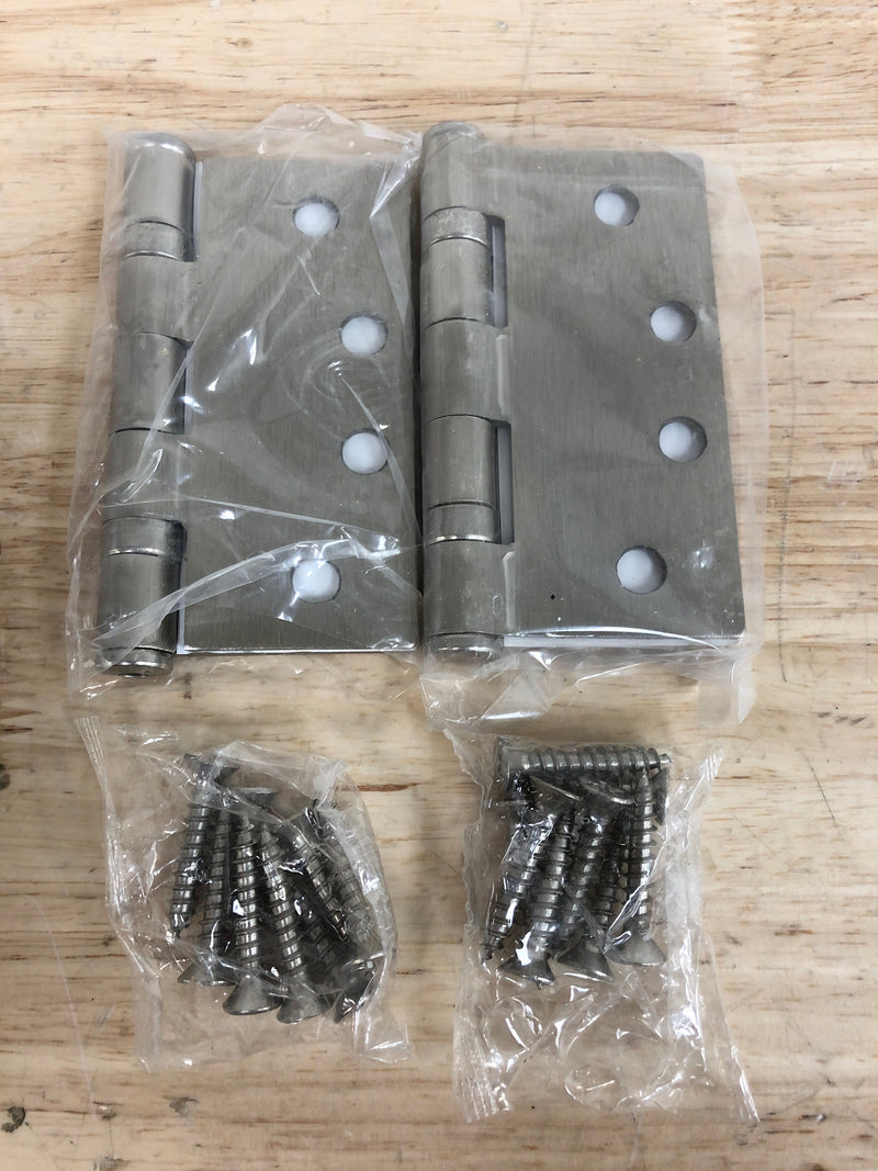 Emtek 94014US15 4" x 4" Steel Heavy Duty Ball Bearing Square Corner Hinges - Pair - Satin Nickel