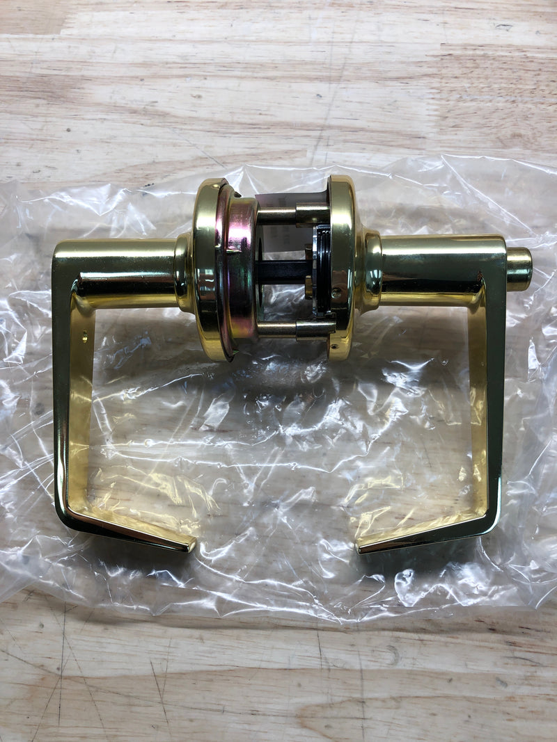 Kwikset 756KNL-3 Kingston Grade 2 Keyed Entry Door Lever Set - Polished Brass