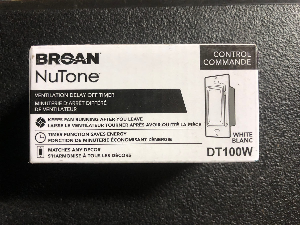 Broan DT100W Exhaust Vent Fan Delay-Off Wall Control/Timer - White