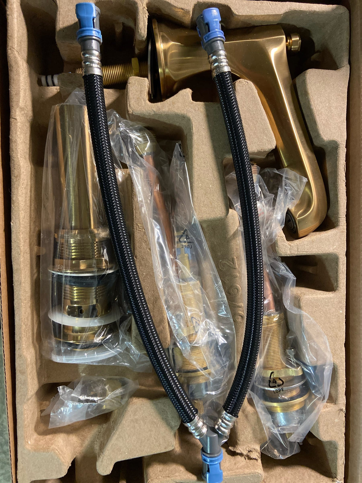 Signature Hardware 497634 Elita Widespread Faucet - Less Handles - Brushed Gold