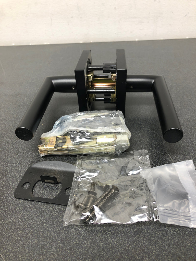 Kwikset 720MILSQT-514 Milan Lever with Square Rose Passage Door Lock with 6AL Latch and RCS Strike Iron Black Finish