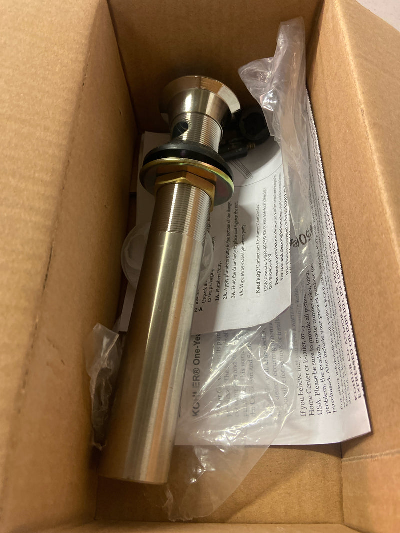 Kohler K-25322-SN Pop-Up Clicker Drain with Overflow - Vibrant Polished Nickel