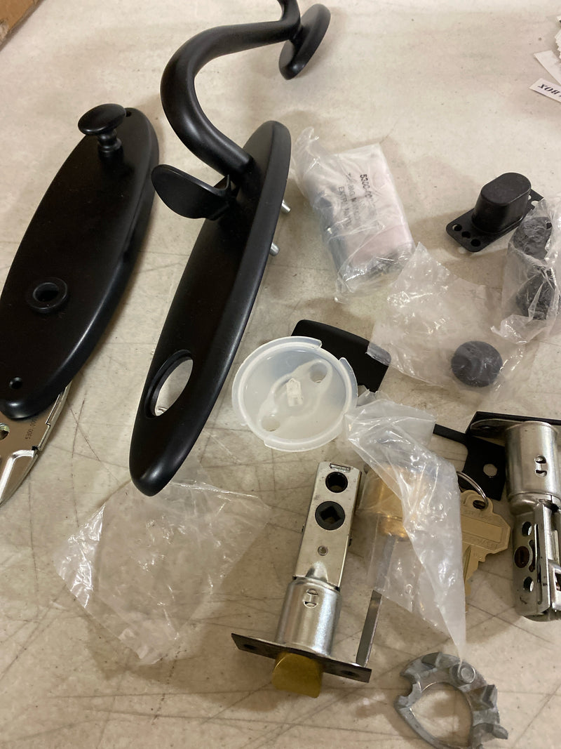 Baldwin 85360190ENTR Blakely One Piece Single Cylinder Keyed Entry Handleset with 5025 Interior Knob from the Estate Collection - Satin Black