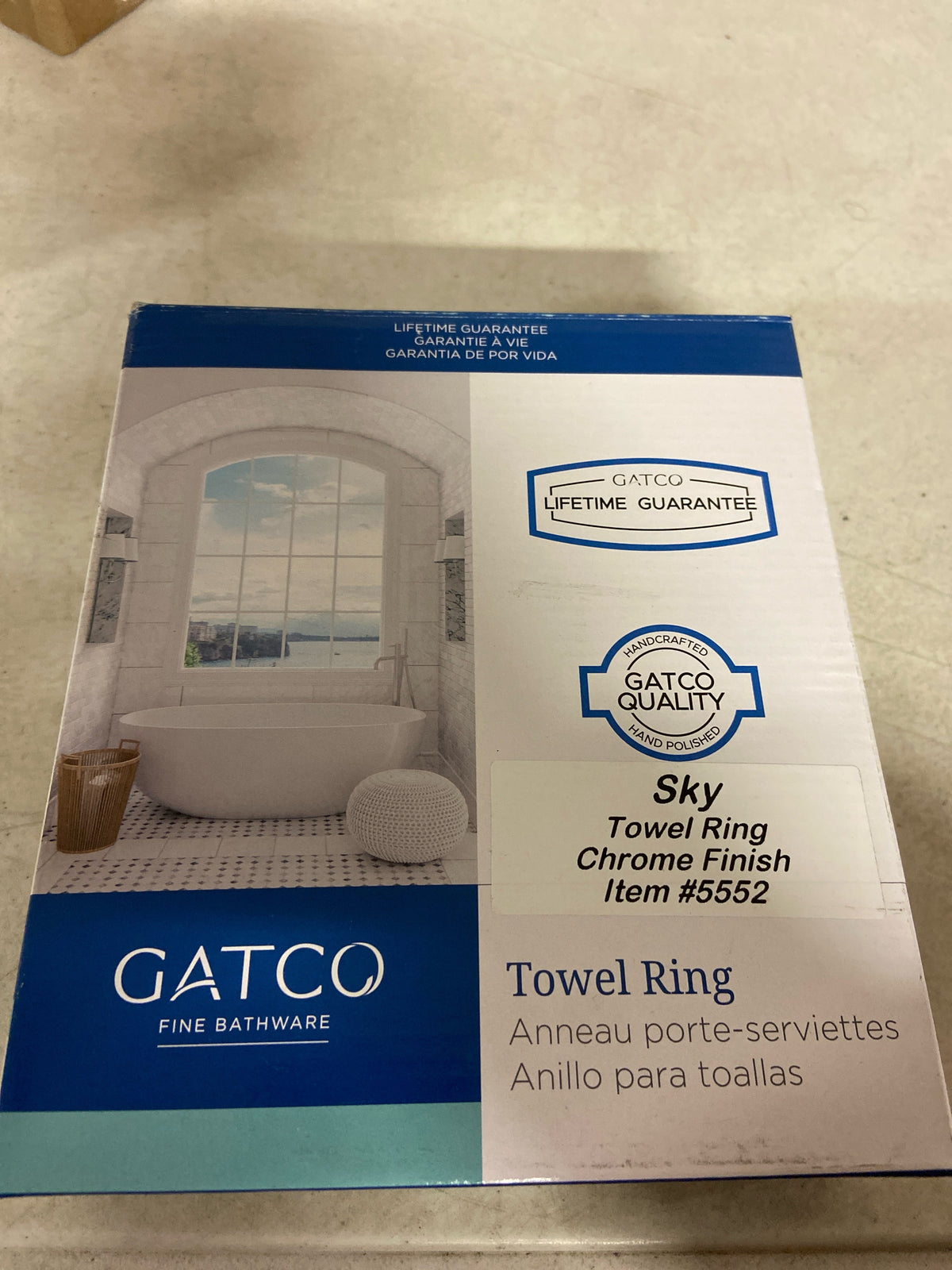 Gatco 5552 Sky Towel Ring, Chrome