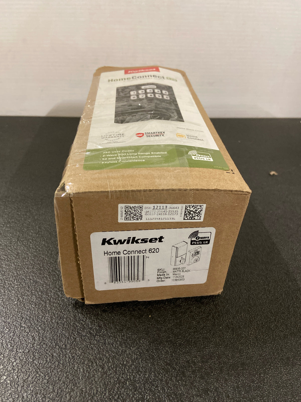 Kwikset HC620CNTZW700LR-514S Home Connect Contemporary Keyless Entry Electronic Keypad Deadbolt with Z-Wave and SmartKey - Matte Black