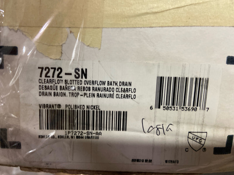 Kohler K-7272-SN Clearflo 1-1/2" Tub Drain Kit - with Overflow - Polished Nickel