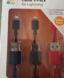 NEW Tech & Go 3 pack FAST Charging Cable 3ft iPhone iPad iPod Signature Series