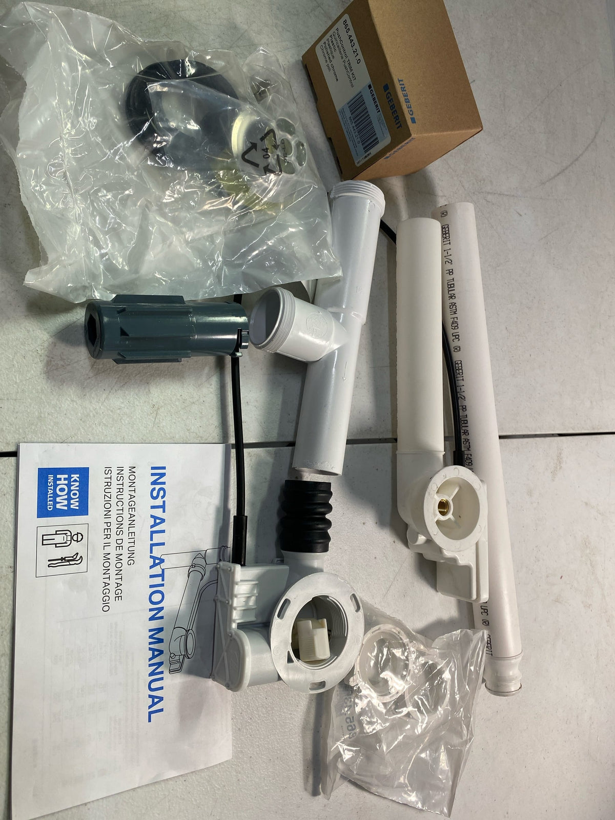 Geberit PushControl 24 in. Plastic Push-Pull Drain in Polished Chrome