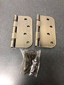 Deltana S44R5BB5 4" x 4" Ball Bearing 5/8" Radius Corners Mortise Hinge - Pair - Antique Brass
