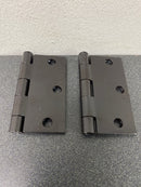 Deltana S33U10B-R 3" x 3" Square Corner Plain Bearing Mortise Hinge - Pair - Oil Rubbed Bronze