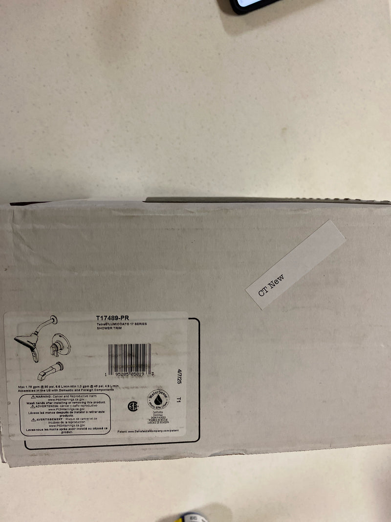 Delta T17489-PR Tetra Monitor 17 Series Tub and Shower Trim Package with Integrated Volume Control - Less Rough In - Lumicoat Chrome