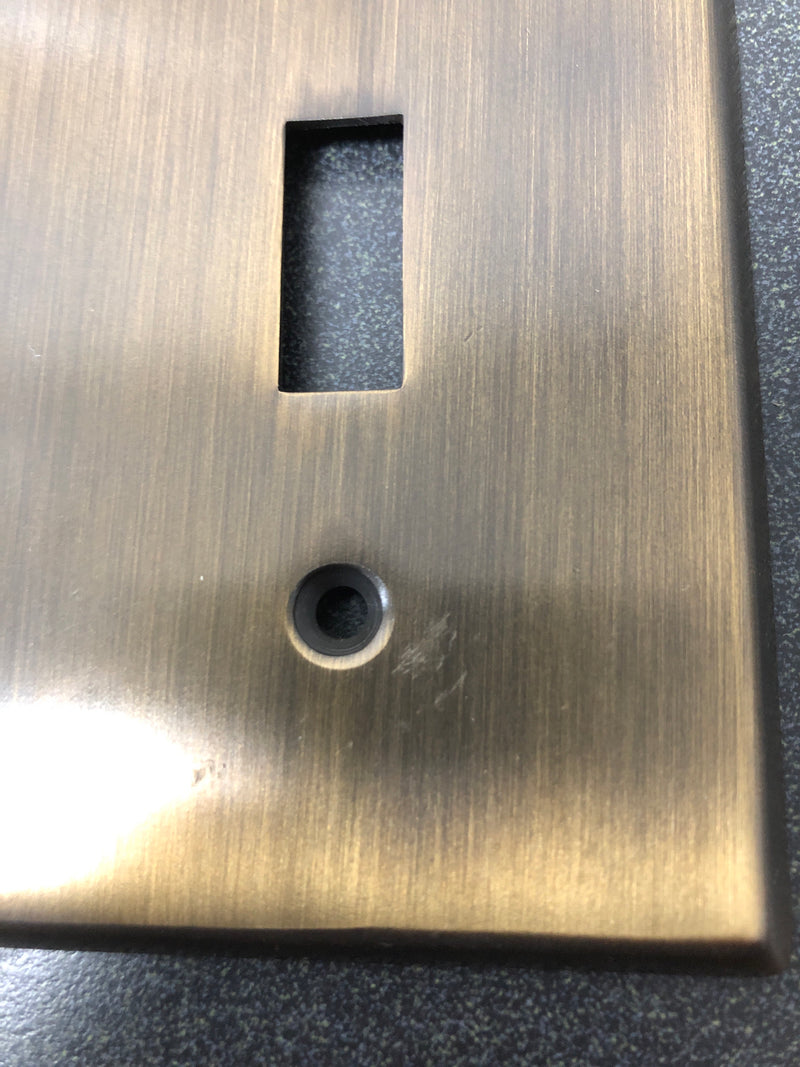 Deltana SWP4761U5 Solid Brass 2 Gang Double Toggle Switch Wall Plate - Antique Brass