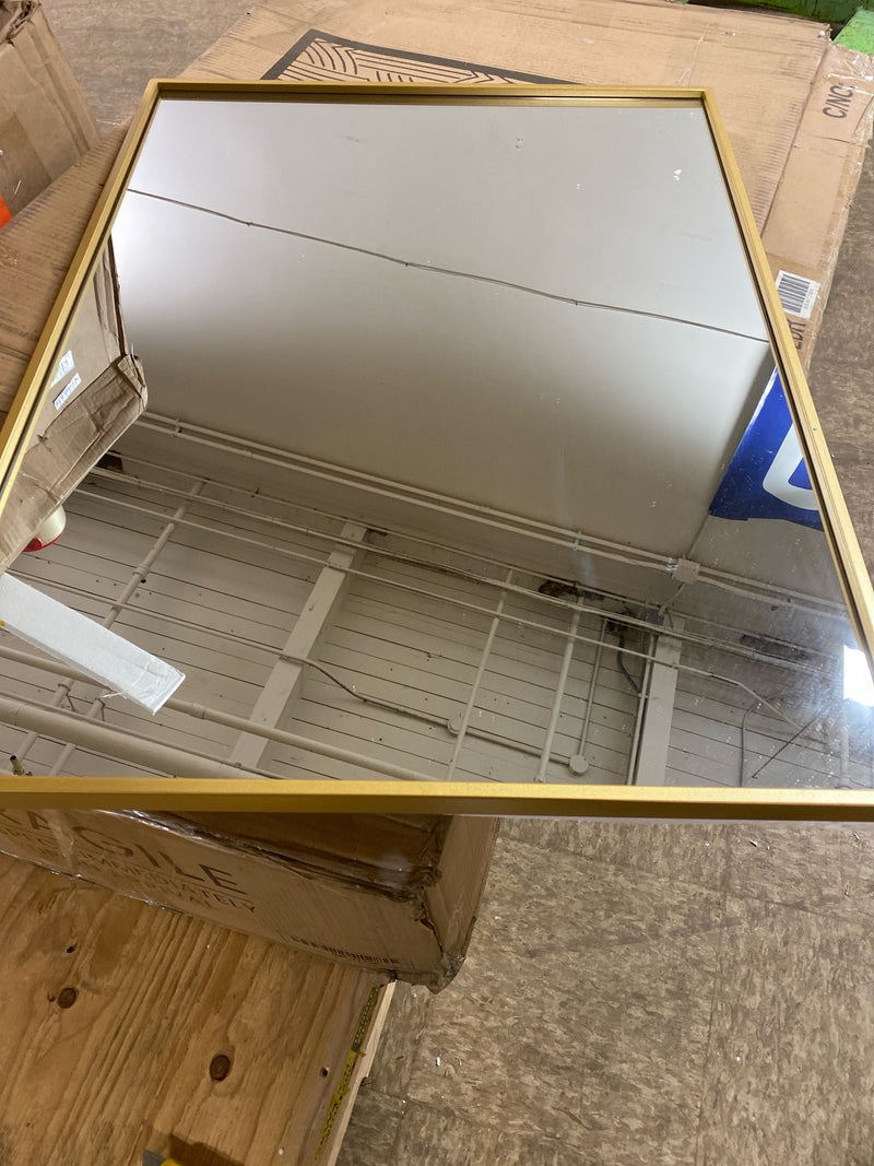 Elegant Decor Monet 32" x 24" Rectangle Metal Frame Mirror in Brass