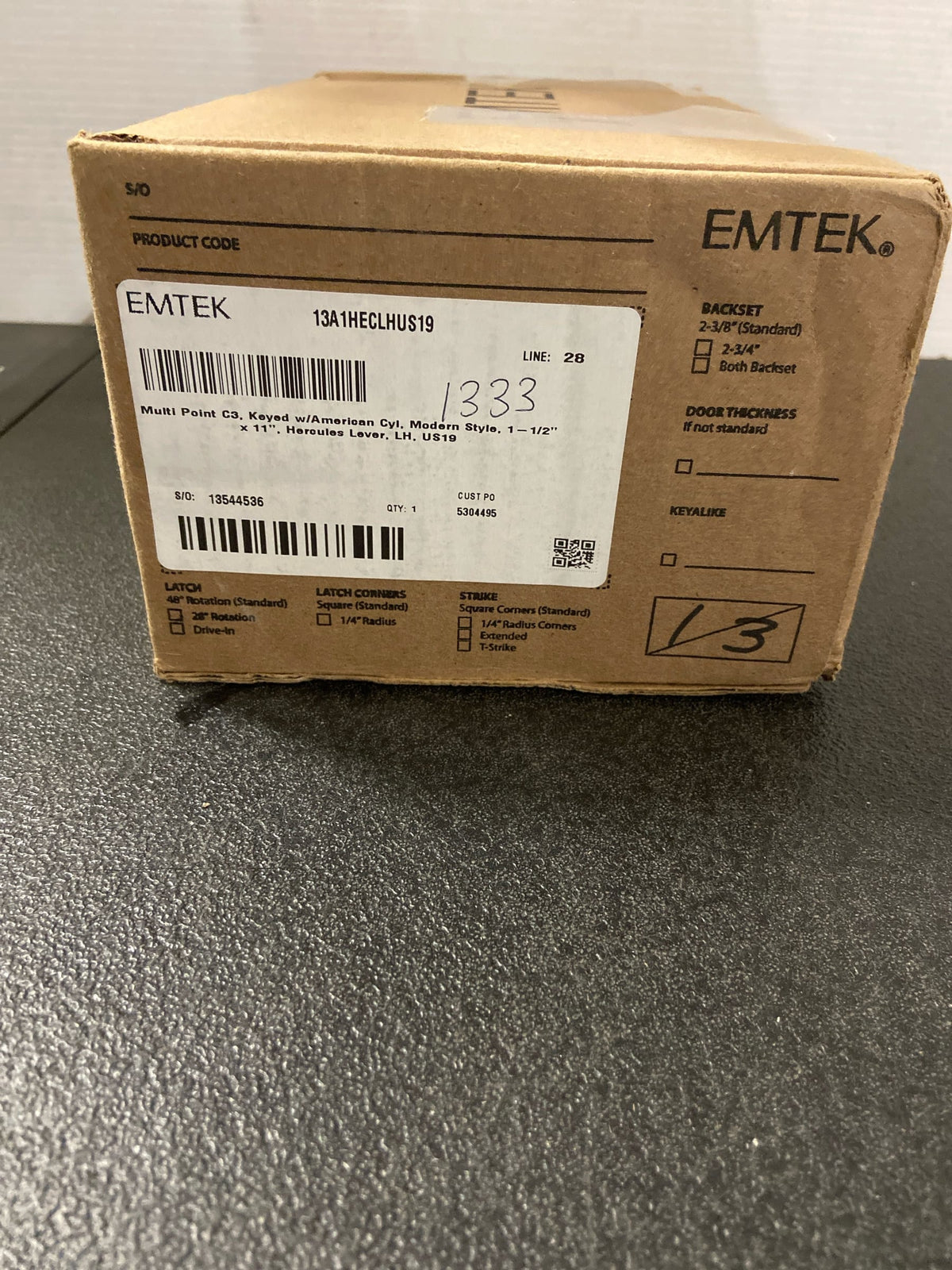 Emtek 13A1HECLHUS19 Multi Point C3, Keyed with American Cyl, Modern Style, 1-1/2'' x 11...