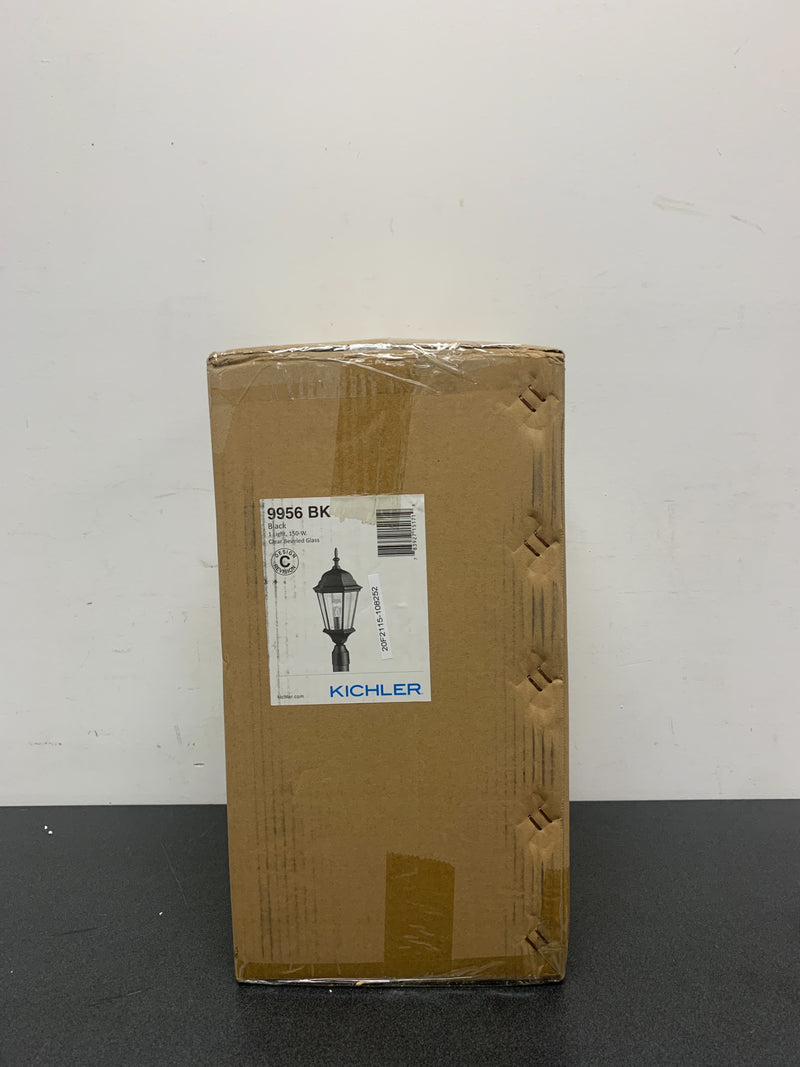 Kichler 9956BK Madison Single Light 10" Wide Outdoor Post Light with Clear Beveled Glass Panels - Black