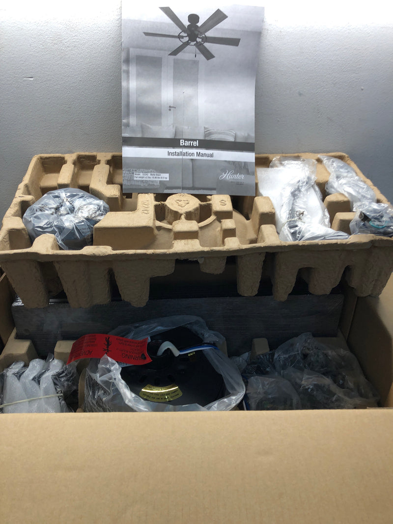 Hunter 52247 Burton 52" 5 Blade Indoor / Outdoor Ceiling Fan with Wall Control - Matte Black