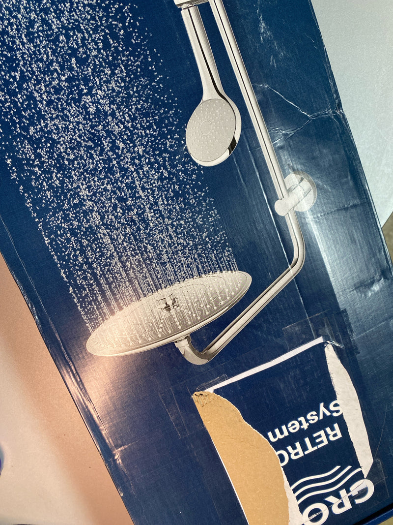 Grohe 27867001 Retro-Fit 2.5 GPM Shower System with Multi Function Shower Head, Slide Bar, Hand Shower and 17-11/16" Swivel Shower Arm - Starlight Chrome