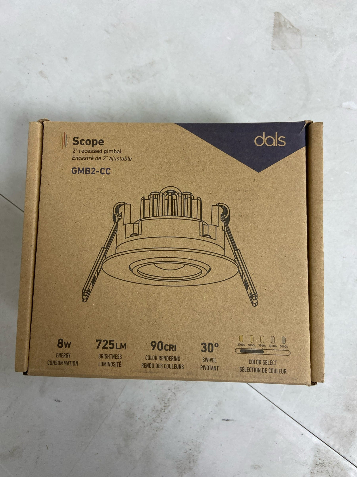 DALS Lighting GMB2-CC-WH Scope 2" Integrated LED Adjustable Canless Recessed Light - White