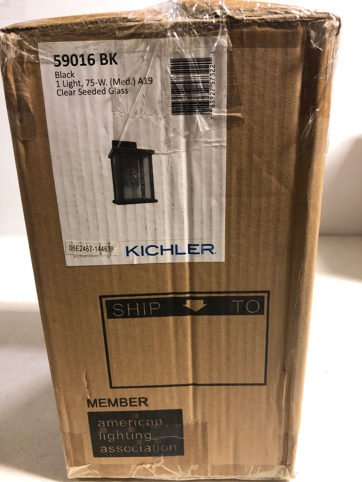 Kichler Marimount 11" 1 Light Outdoor Wall Light with Clear Ribbed Glass in Black