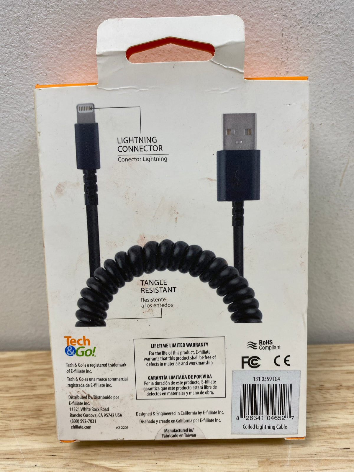Tech and go 131 0359 TG3 3 ft. Coiled Cable for Lightning