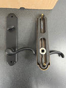 Emtek 1323US19 Sandcast Bronze Door Configuration 3 Thumbturn Multi Point Arched Trim Lever Set with American Cylinder Above Handle - Flat Black