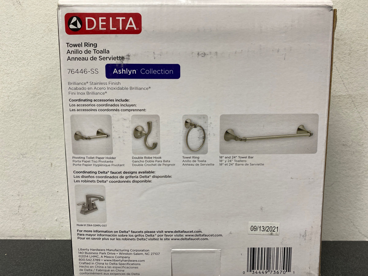Delta 76446-SS Ashlyn 6-3/8" Wall Mounted Towel Ring - Brilliance Stainless