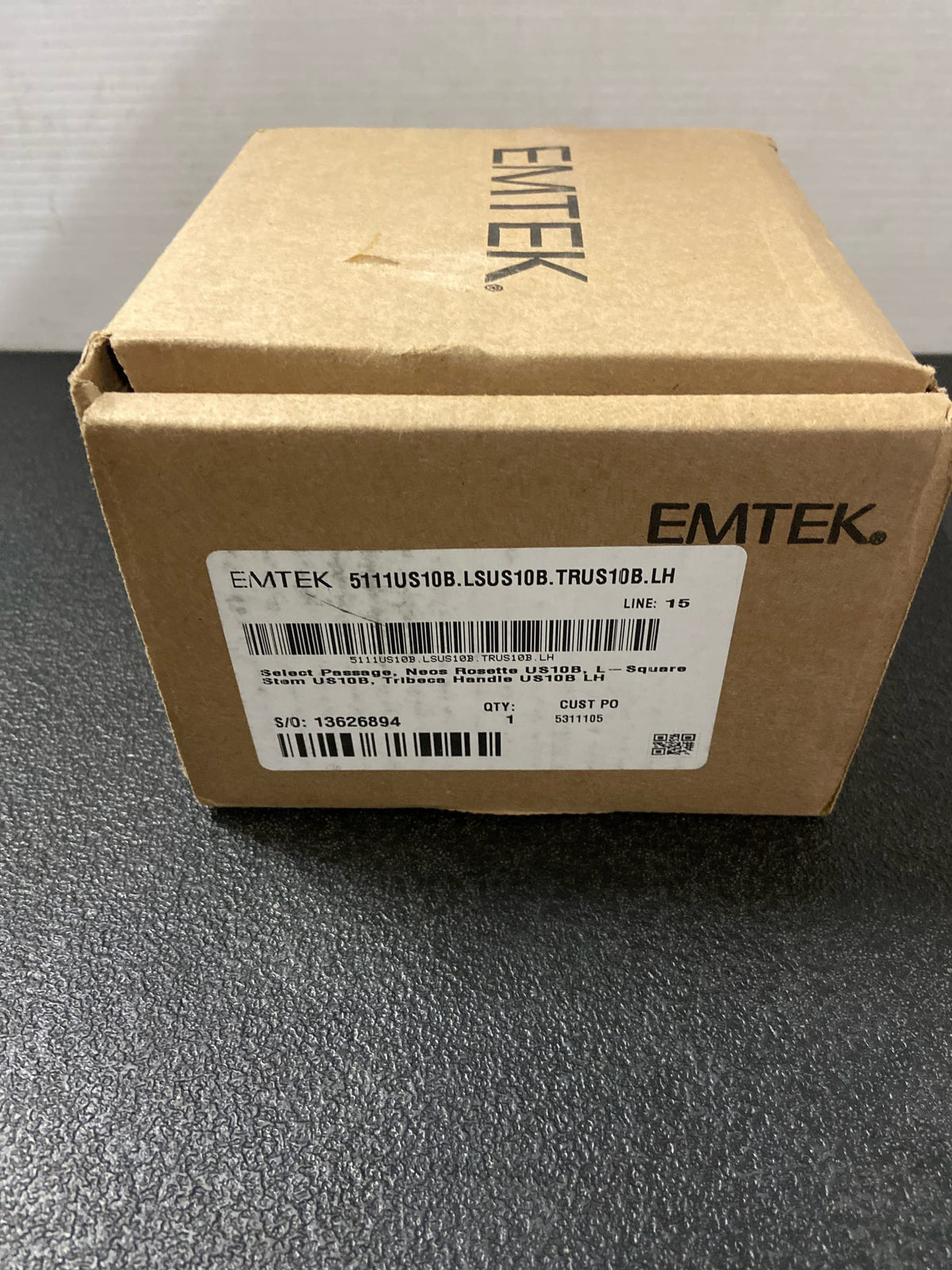 Emtek 5111US10B.LSUS10B.TRUS10B.LH Passage, Neos Rosette US10B, L-Square Stem US10B, Tribeca Handle US...