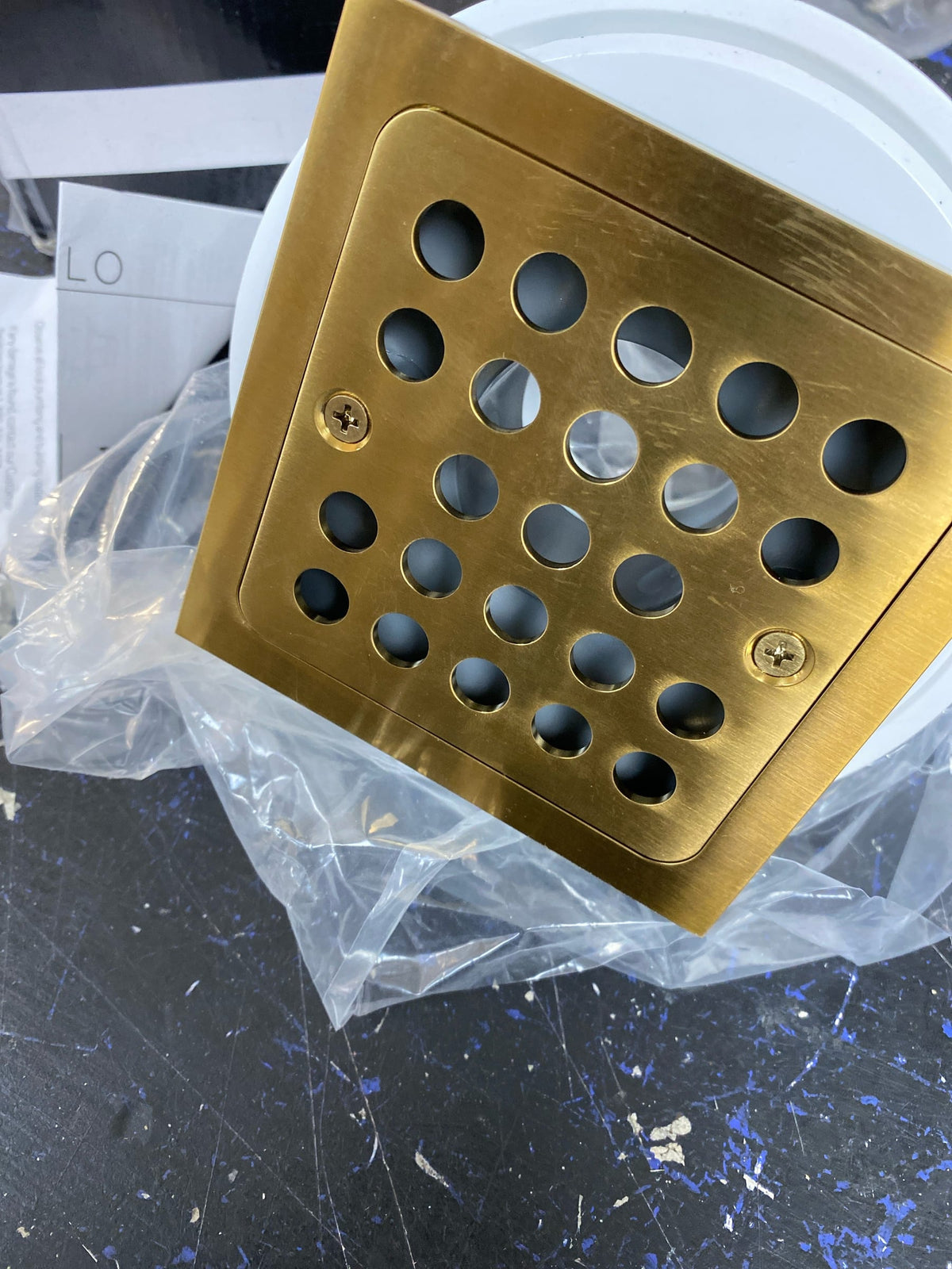 Signature Hardware SH608BG Menlo Square Shower Drain with Flange - Brushed Gold
