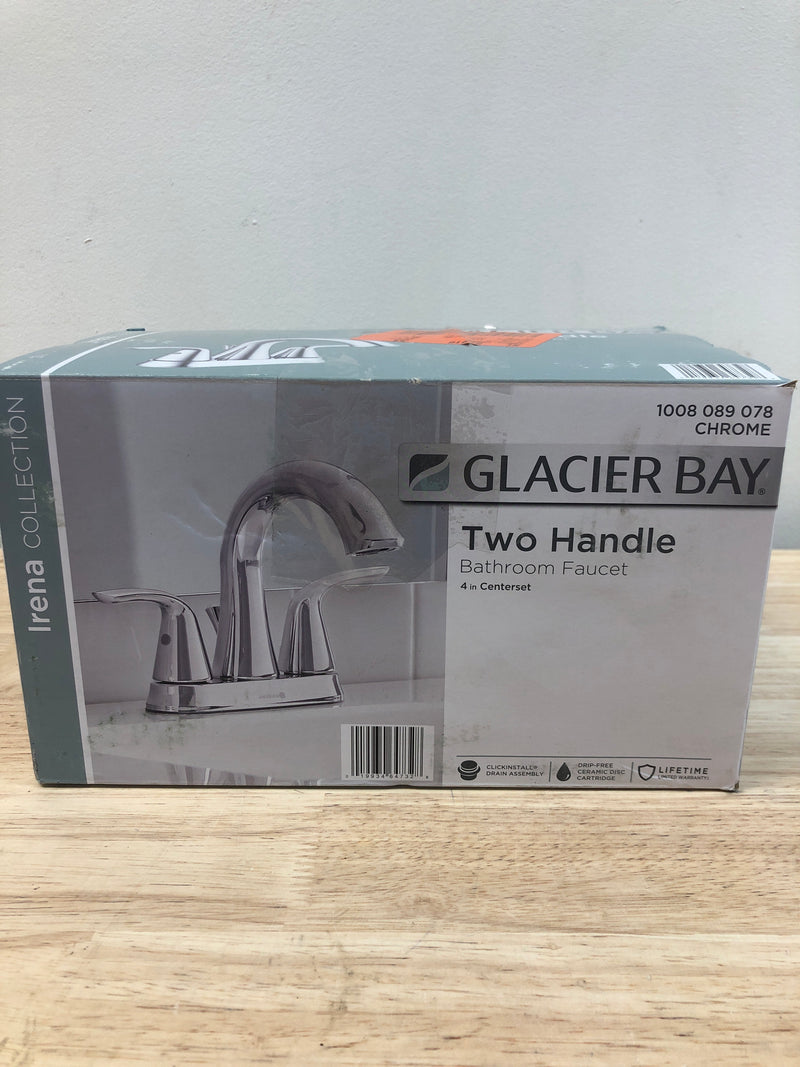 Glacier bay HD67302W-6301 Irena 4 in. Center set Double-Handle High-Arc Bathroom Faucet in Polished Chrome