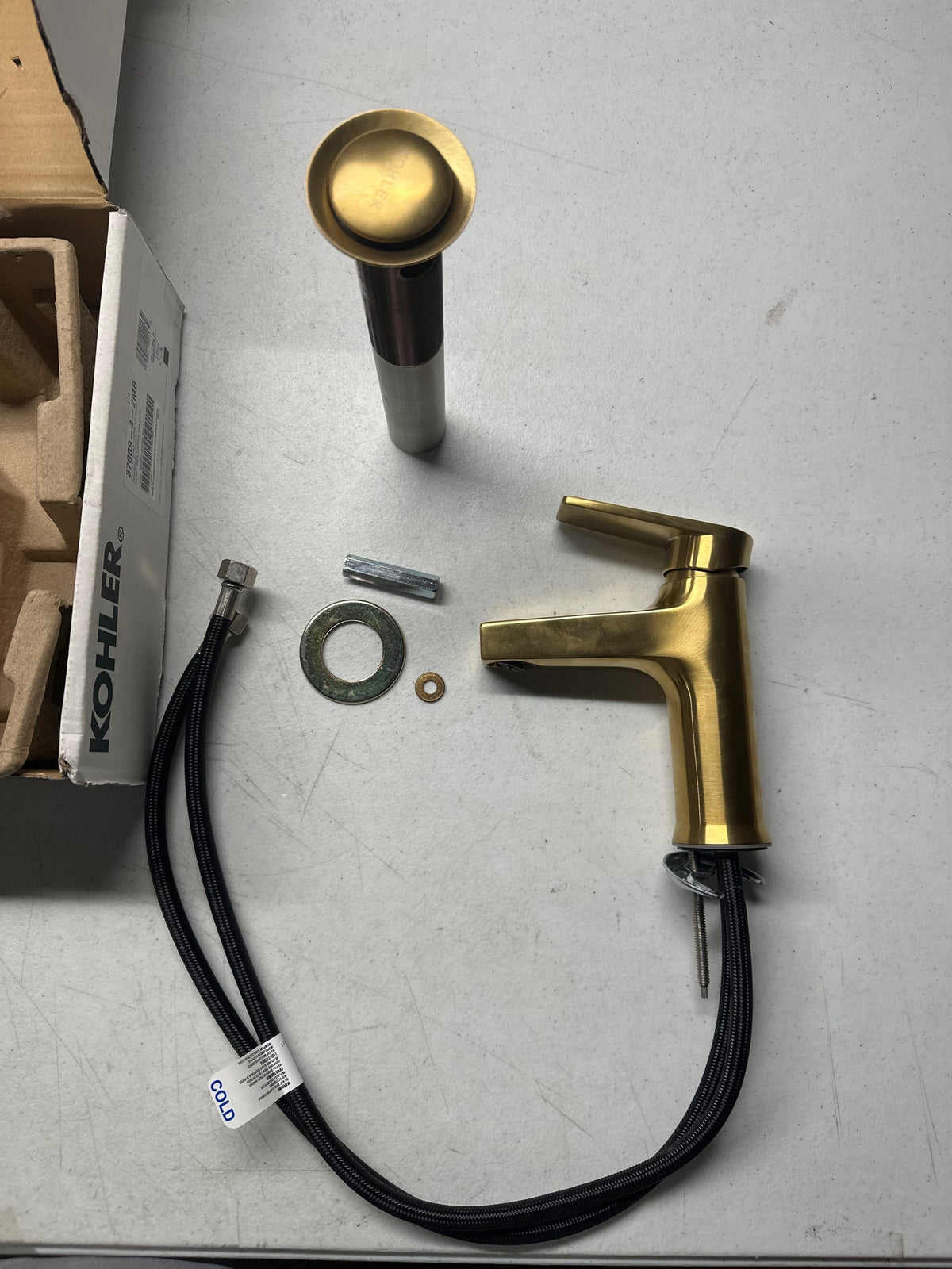 Kohler K-37885-4-2MB Taut 1.2 GPM Single-Handle Bathroom Sink Faucet - Vibrant Brushed Moderne Brass