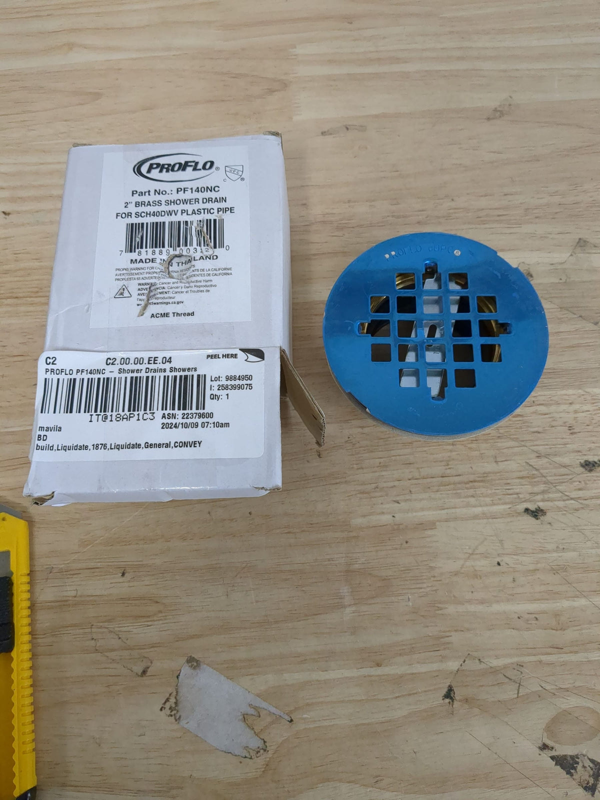 PROFLO PF140NC 4-1/4" Shower Drain Strainer with 2" Brass No-Caulk Shower Drain Body - Stainless Steel