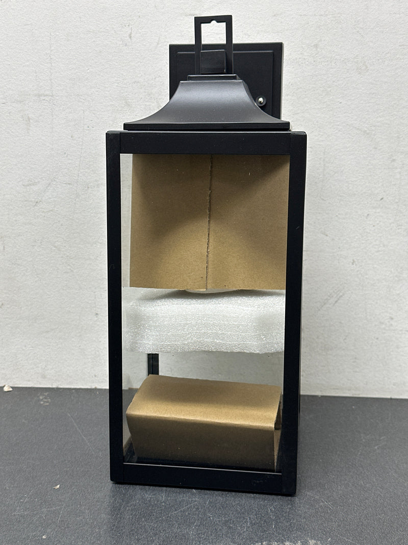 Home decorators collection KSZ1601AM-01/MB Havenridge 19 in. 1-Light Matte Black Hardwired Outdoor Wall Light Lantern Sconce with Clear Glass (1-Pack)