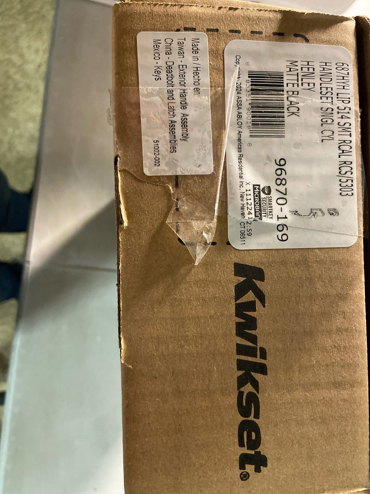 Kwikset 687HYHLIP-514S.DS Henley Sectional Single Cylinder Keyed Entry Exterior Pack Handleset with SmartKey - Matte Black