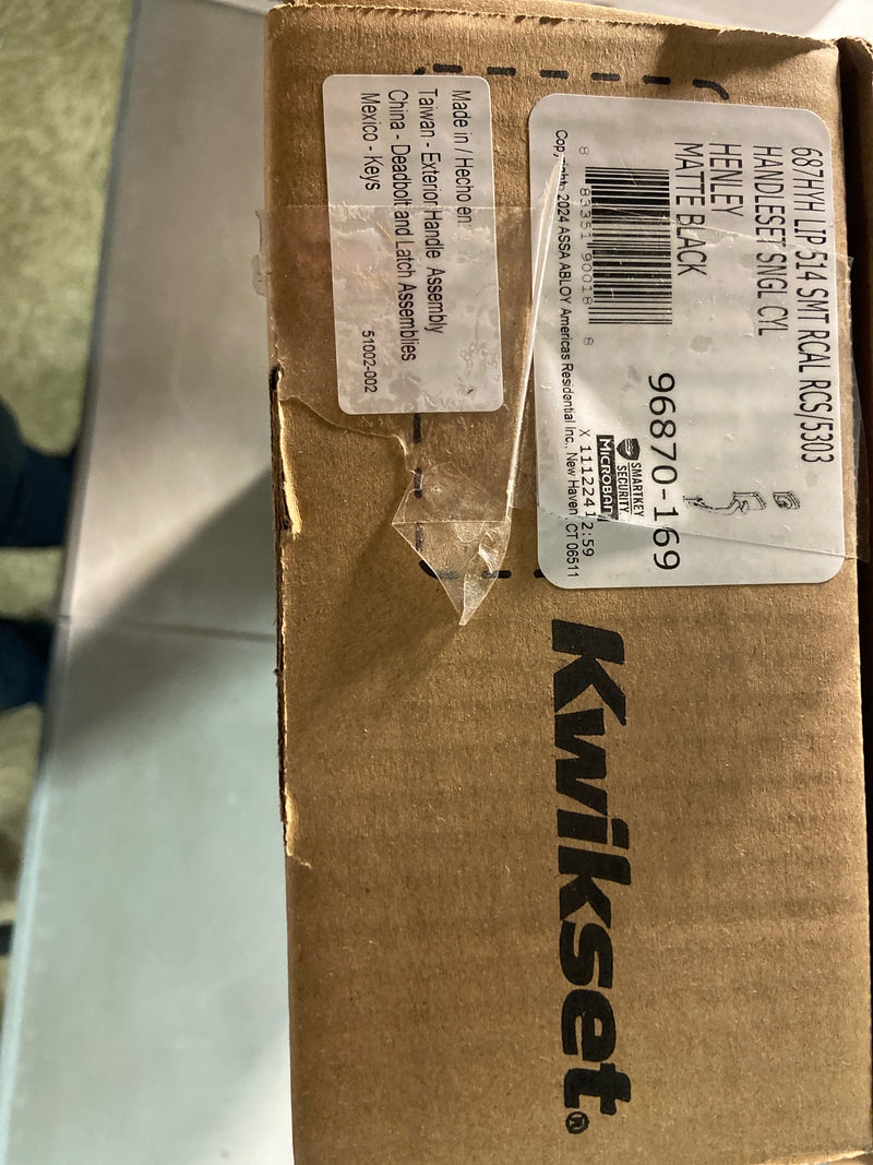 Kwikset 687HYHLIP-514S.DS Henley Sectional Single Cylinder Keyed Entry Exterior Pack Handleset with SmartKey - Matte Black