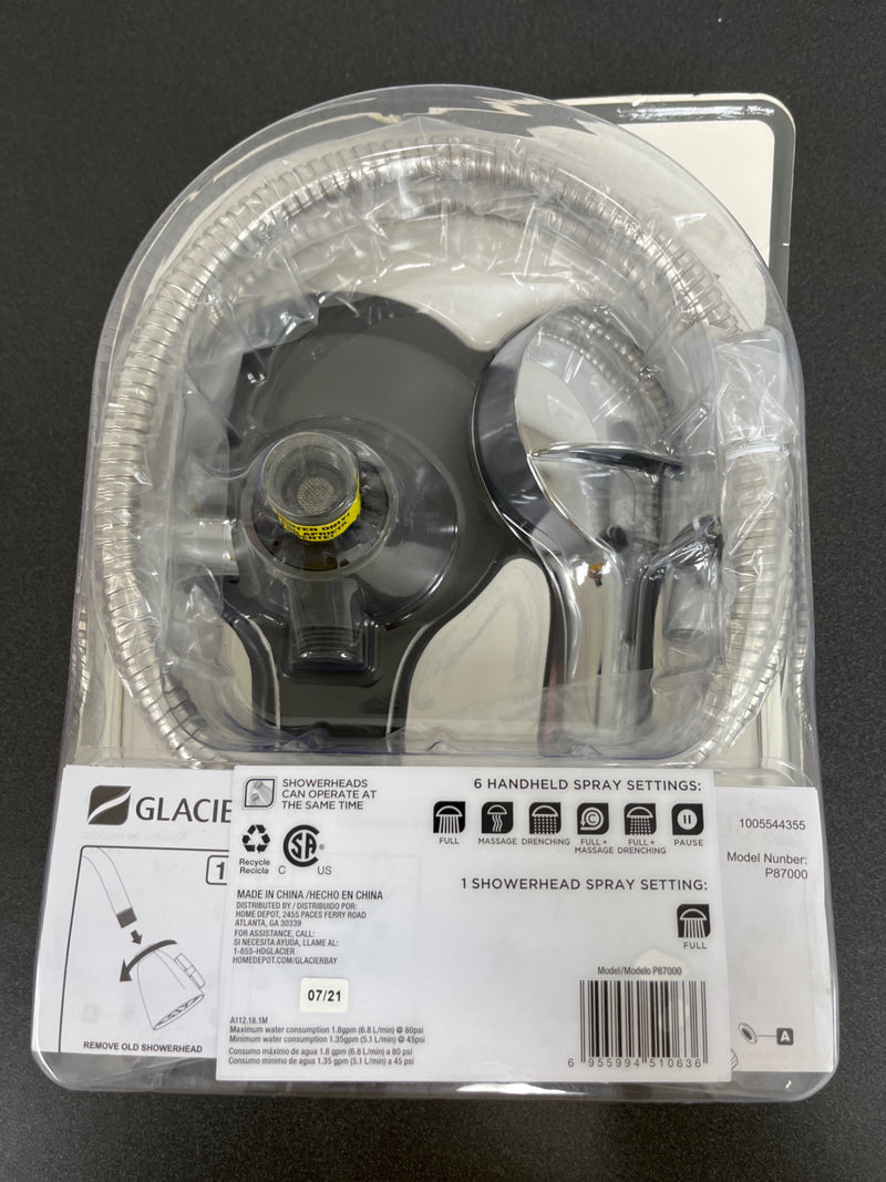 Glacier bay P87000 EasyDock 6-Spray Patterns 5 in. Wall Mount Dual Shower Heads in Chrome