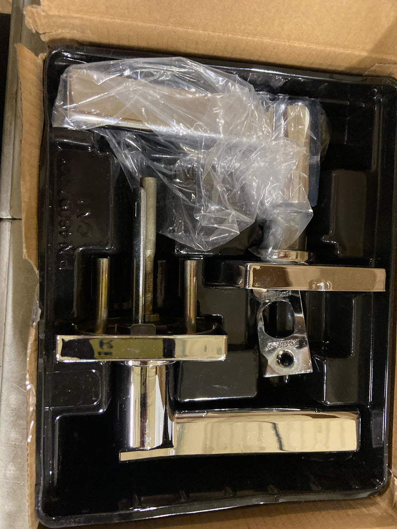 Kwikset Casey Interior Privacy Door Handle with Lock, Door Lever For Bathroom and Bedroom, Polished Chrome Reversible Keyless Turn Lock