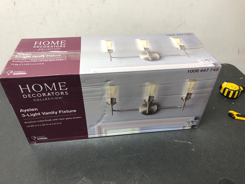Home decorators collection 39109-HBU Ayelen 22 in. 3-Light Brushed Nickel Modern Bathroom Vanity Light