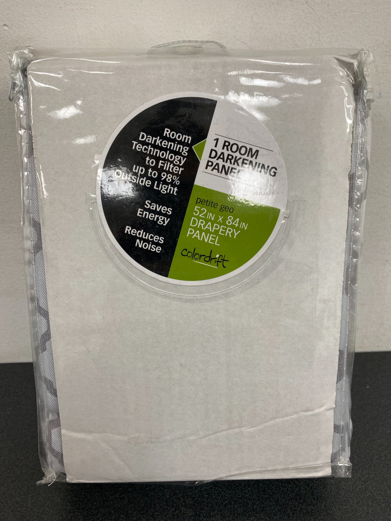 Colordrift CDGEO-020-400 Grey Geometric Polyester 52 in. W x 84 in. L Grommet Room Darkening Curtain Panel
