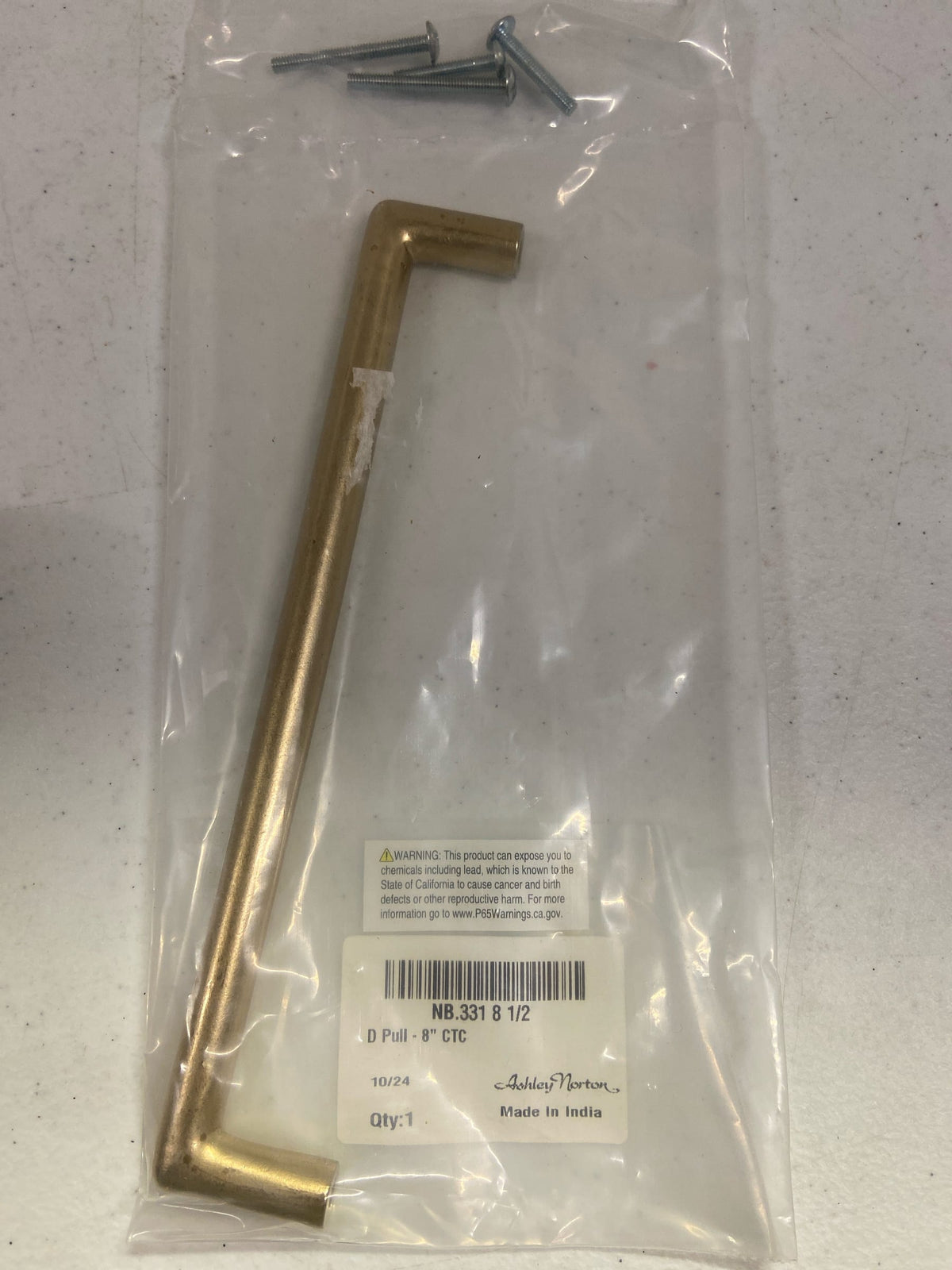 Ashley Norton NB.331 8 1/2 Classic D 8" Center to Center Luxury Solid Bronze Cabinet Handle / Drawer Pull - Natural Bronze
