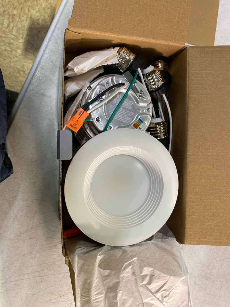 Halo LT4069FS1EWHR4PK LT 4 in. Selectable 5CCT IC Rated Indoor Integrated LED Recessed Light with Baffle Trim 650-Lumens, Matte White (4-Pack)