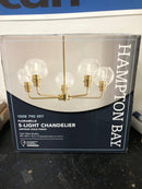 Hampton bay LBZ8105AX-01 Florabelle 5-Light Chandelier Gold Clear Globe Glass Shades