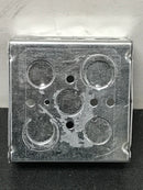 Steel city 521511234EW-50R 4 in. Square Metal Box 1/2 in. and 3/4 in. Knockouts