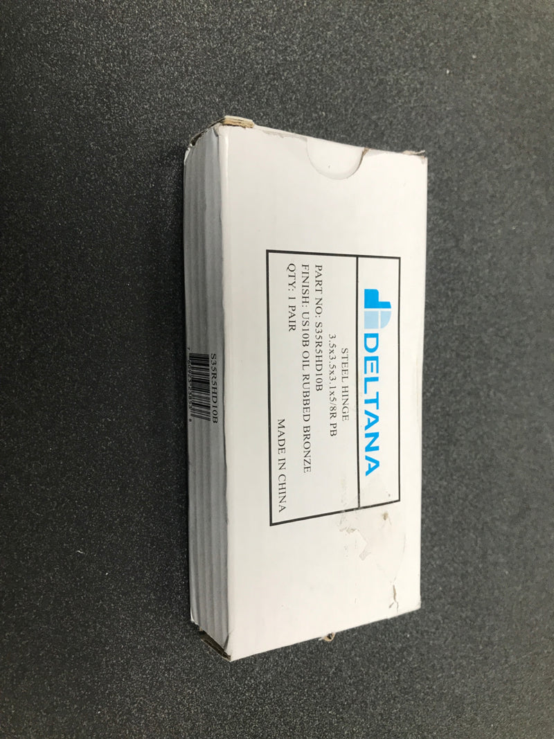 Deltana S35R5HD10B 3.5" x 3.5" Plain Bearing 5/8" Radius Corners Mortise Hinge - Pair - Oil Rubbed Bronze