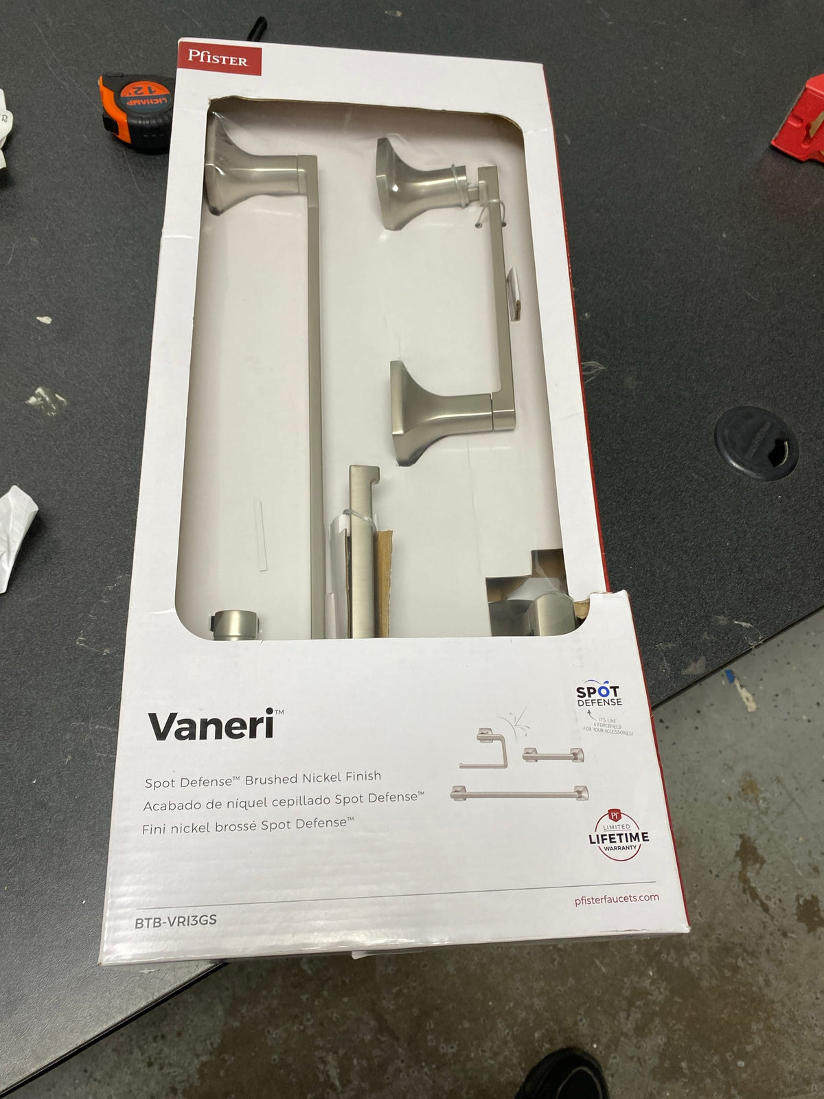 Pfister BTB-VRI3GS Vaneri 3 Piece Bathroom Package with 18" Towel Bar, Towel Ring, and Pivoting Toilet Paper Holder - Spot Defense Brushed Nickel