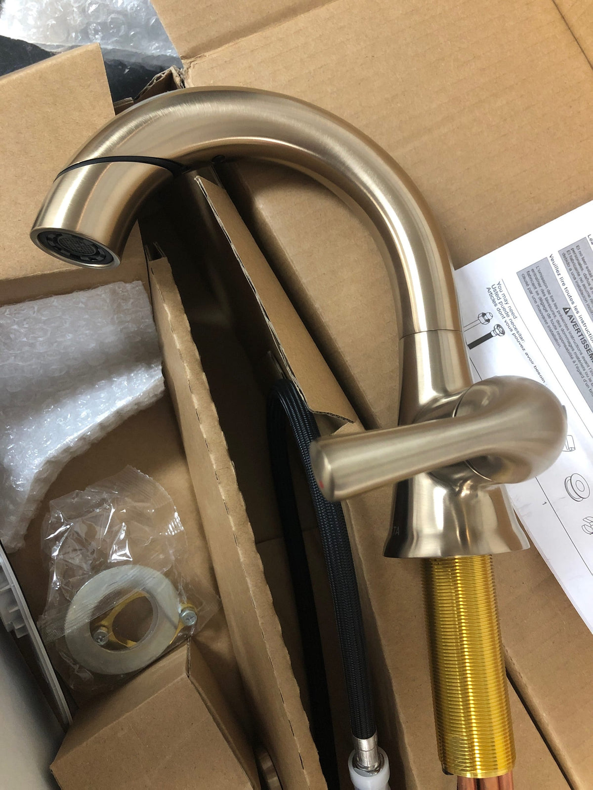 Delta 533LF-CZPDMPU Kayra 1.2 GPM Single Hole Pull-Down Bathroom Faucet with 15-3/4" Hose and Pop-Up Drain Assembly - Champagne Bronze