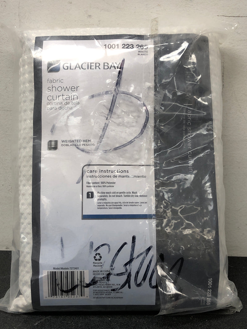 Glacier bay 7272401 Luxury Spa Waffle 70 in. x 72 in. Fabric Shower Curtain in White