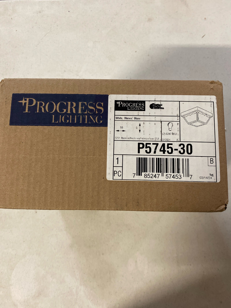 Progress Lighting P5745-30 2 Light Flush Mount Outdoor Ceiling Fixture - 10" Wide - White